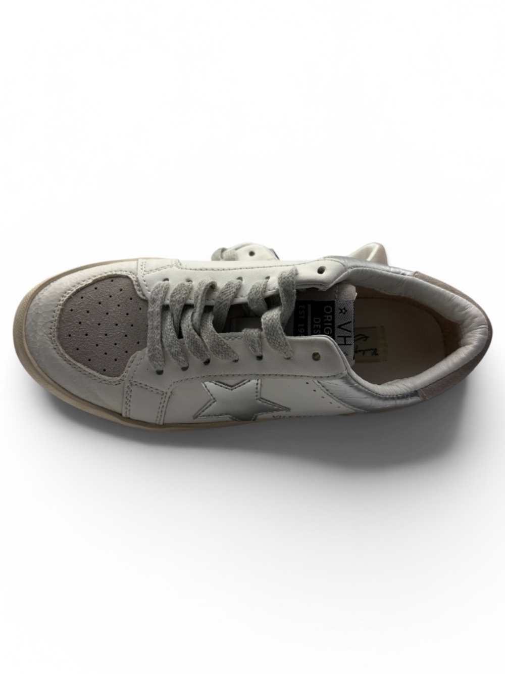 Vintage Havana Kenna Sneaker Womens metallic Silver Star White Leather - Picture 6 of 8